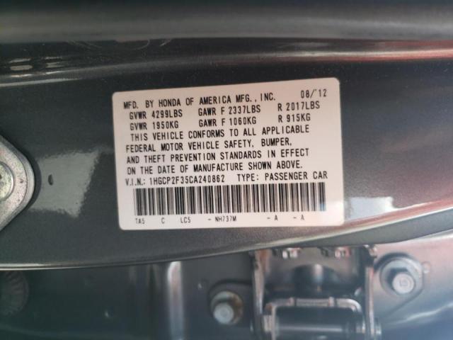 Photo 10 from auction – 2012 HONDA ACCORD LX with VIN 1HGCP2F35CA240862