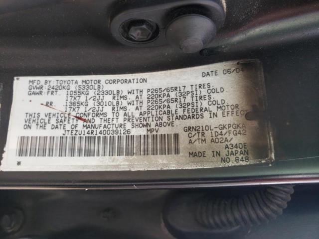 Photo 10 from auction – 2004 TOYOTA 4RUNNER SR with VIN JTEZU14R140039126