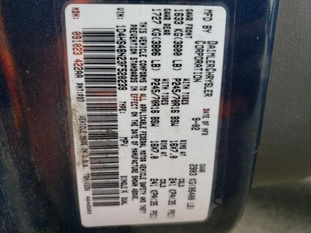 Photo 10 from auction – 2003 DODGE DURANGO SL with VIN 1D4HS48N23F520239