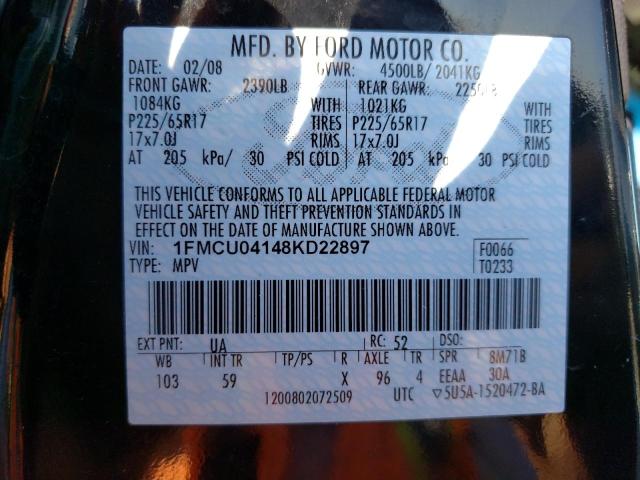 Photo 10 from auction – 2008 FORD ESCAPE LIM with VIN 1FMCU04148KD22897