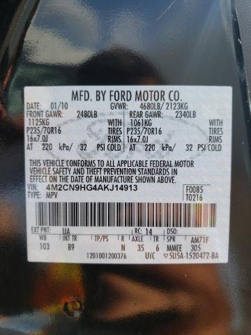 Photo 10 from auction – 2010 MERCURY MARINER PR with VIN 4M2CN9HG4AKJ14913