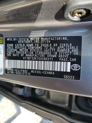 Photo 10 from auction – 2005 TOYOTA CAMRY LE with VIN 4T1BF32K15U590311
