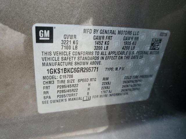 Photo 10 from auction – 2016 GMC YUKON SLT with VIN 1GKS1BKC6GR295771