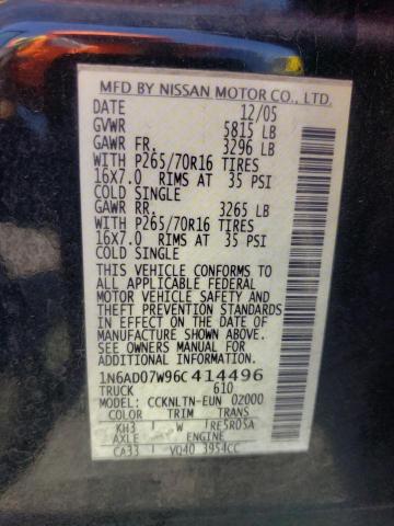 Photo 10 from auction – 2006 NISSAN FRONTIER C with VIN 1N6AD07W96C414496