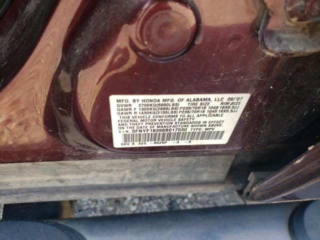Photo 10 from auction – 2008 HONDA PILOT SE with VIN 5FNYF18398B017530