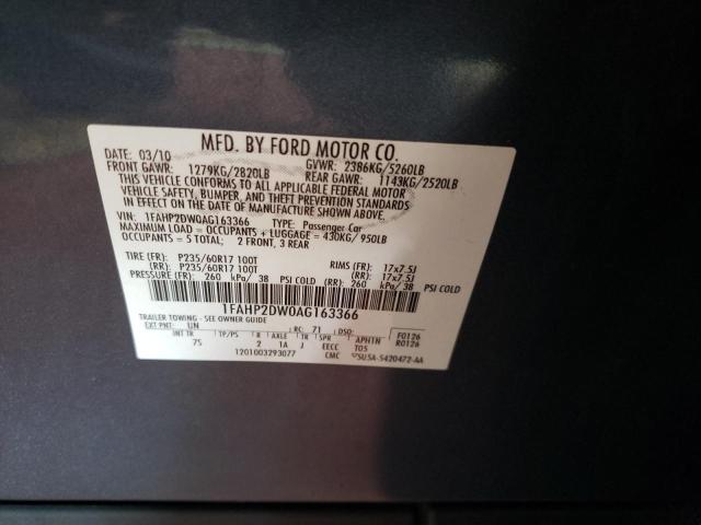 Photo 10 from auction – 2010 FORD TAURUS SE with VIN 1FAHP2DW0AG163366