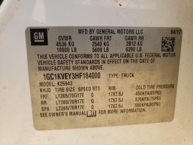 Photo 10 from auction – 2017 CHEVROLET SILVERADO with VIN 1GC1KVEY3HF184000