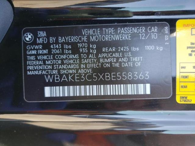 Photo 10 from auction – 2011 BMW 328 I with VIN WBAKE3C5XBE558363