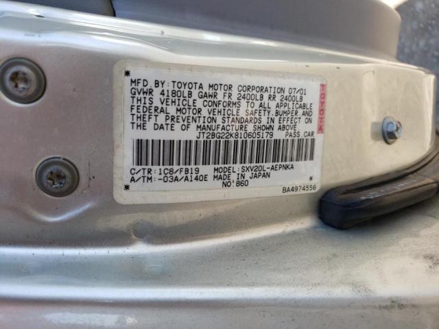 Photo 10 from auction – 2001 TOYOTA CAMRY CE with VIN JT2BG22K810605179