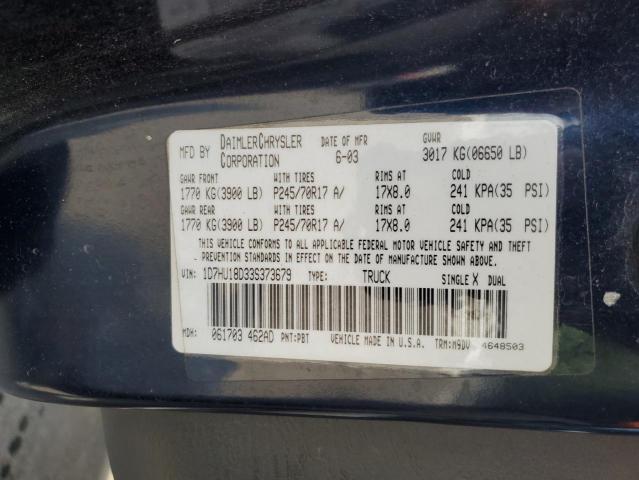 Photo 10 from auction – 2003 DODGE RAM 1500 S with VIN 1D7HU18D33S373679