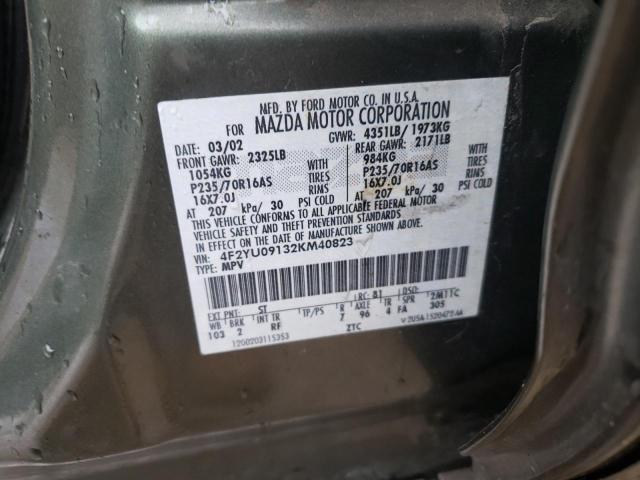 Photo 10 from auction – 2002 MAZDA TRIBUTE LX with VIN 4F2YU09132KM40823