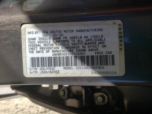 Photo 10 from auction – 2003 TOYOTA COROLLA CE with VIN 1NXBR32E13Z113263
