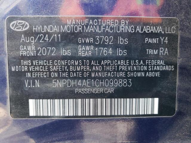 Photo 10 from auction – 2012 HYUNDAI ELANTRA/GL with VIN 5NPDH4AE1CH099883