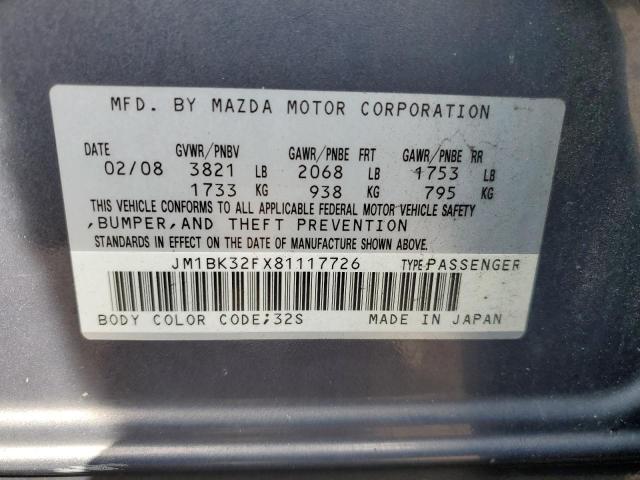 Photo 10 from auction – 2008 MAZDA 3 I with VIN JM1BK32FX81117726