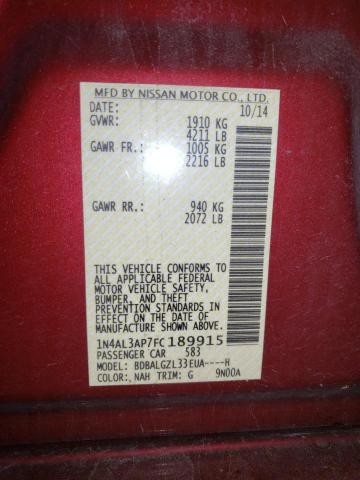 Photo 10 from auction – 2015 NISSAN ALTIMA 2.5 with VIN 1N4AL3AP7FC189915