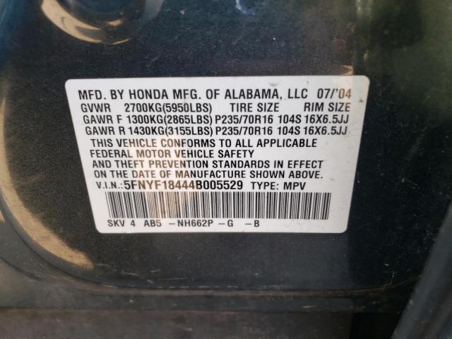Photo 10 from auction – 2004 HONDA PILOT EX with VIN 5FNYF18444B005529