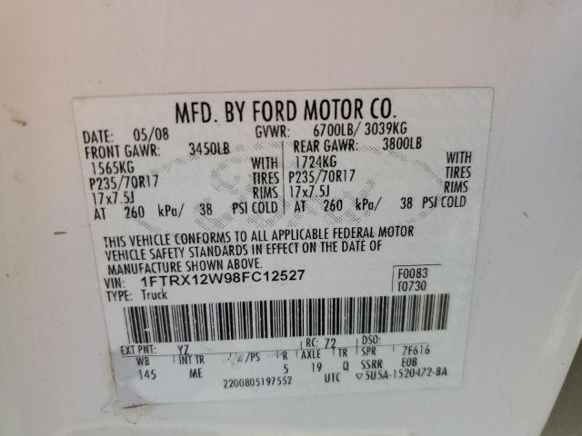 Photo 10 from auction – 2008 FORD F150 with VIN 1FTRX12W98FC12527