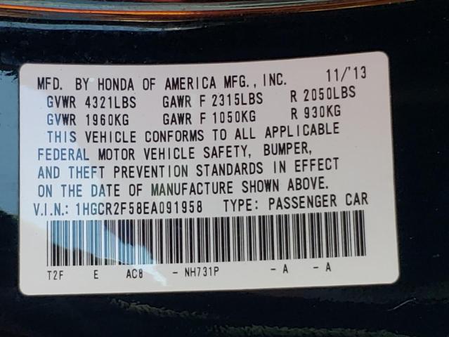 Photo 10 from auction – 2014 HONDA ACCORD SPO with VIN 1HGCR2F58EA091958