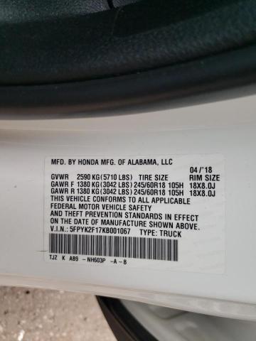 Photo 10 from auction – 2019 HONDA RIDGELINE with VIN 5FPYK2F17KB001067