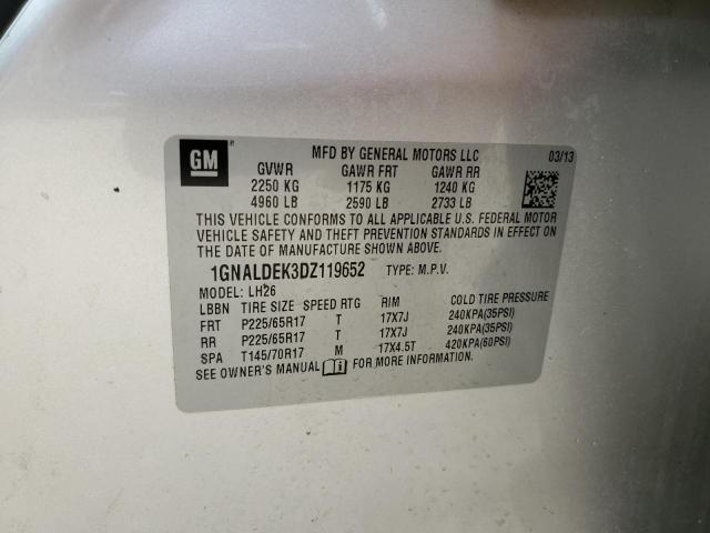 Photo 10 from auction – 2013 CHEVROLET EQUINOX LT with VIN 1GNALDEK3DZ119652