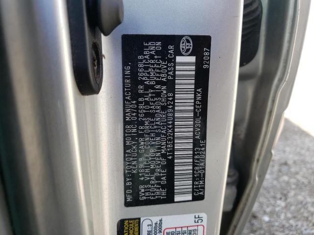 Photo 10 from auction – 2004 TOYOTA CAMRY LE with VIN 4T1BE32K44U894248