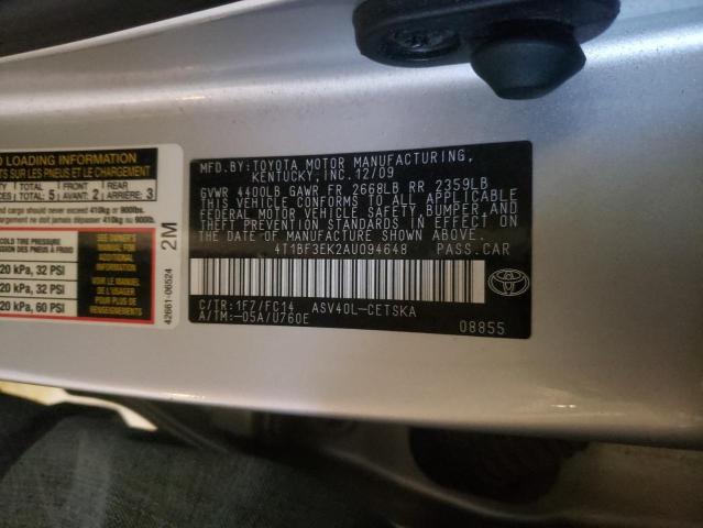 Photo 10 from auction – 2010 TOYOTA CAMRY BASE with VIN 4T1BF3EK2AU094648