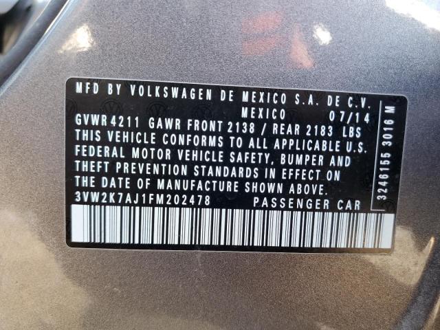 Photo 10 from auction – 2015 VOLKSWAGEN JETTA BASE with VIN 3VW2K7AJ1FM202478