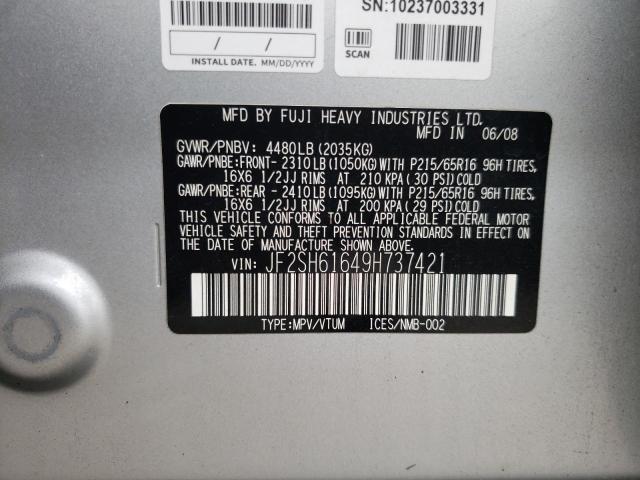 Photo 10 from auction – 2009 SUBARU FORESTER 2 with VIN JF2SH61649H737421
