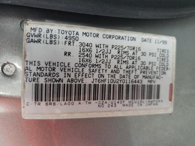 Photo 10 from auction – 2000 LEXUS RX 300 with VIN JT6HF10U2Y0116443