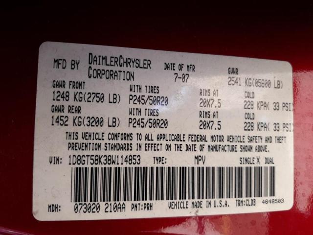 Photo 10 from auction – 2008 DODGE NITRO SLT with VIN 1D8GT58K38W114853