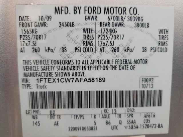 Photo 10 from auction – 2010 FORD F150 SUPER with VIN 1FTEX1CW7AFA58189