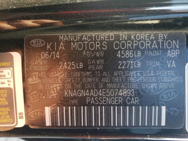 Photo 10 from auction – 2014 KIA OPTIMA HYB with VIN KNAGN4AD4E5074893