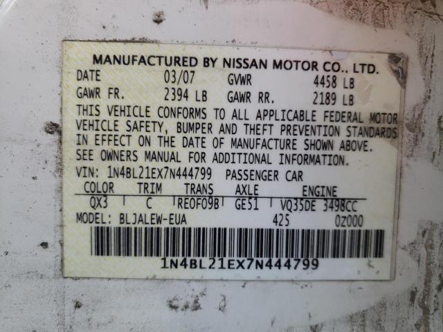 Photo 10 from auction – 2007 NISSAN ALTIMA 3.5 with VIN 1N4BL21EX7N444799