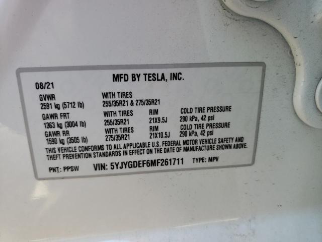 Photo 10 from auction – 2021 TESLA MODEL Y with VIN 5YJYGDEF6MF261711