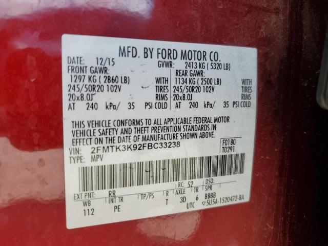 Photo 10 from auction – 2015 FORD EDGE TITAN with VIN 2FMTK3K92FBC33238