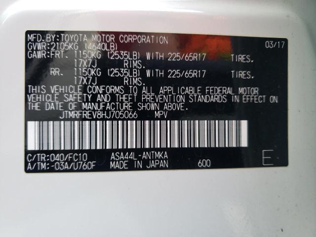 Photo 10 from auction – 2017 TOYOTA RAV4 XLE with VIN JTMRFREV8HJ705066