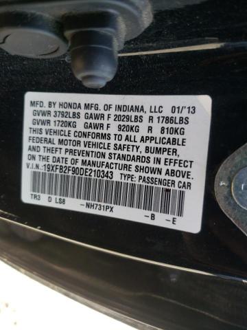 Photo 10 from auction – 2013 HONDA CIVIC EXL with VIN 19XFB2F90DE210343