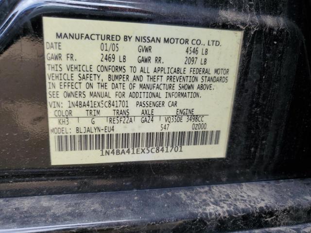 Photo 10 from auction – 2005 NISSAN MAXIMA SE with VIN 1N4BA41EX5C841701