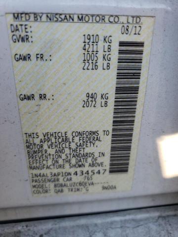 Photo 10 from auction – 2013 NISSAN ALTIMA 2.5 with VIN 1N4AL3AP1DN434547