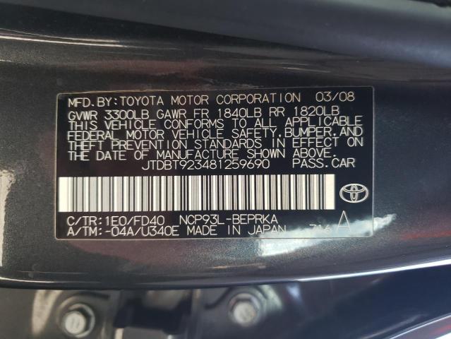 Photo 10 from auction – 2008 TOYOTA YARIS with VIN JTDBT923481259690