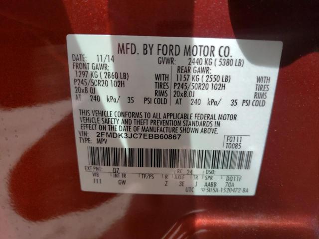 Photo 10 from auction – 2014 FORD EDGE SEL with VIN 2FMDK3JC7EBB60867