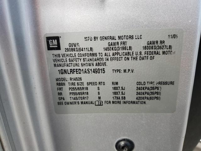 Zdjęcie 10 z aukcji – 2010 CHEVROLET TRAVERSE L z VIN 1GNLRFED1AS149015