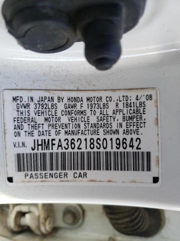 Photo 10 from auction – 2008 HONDA CIVIC HYBR with VIN JHMFA36218S019642