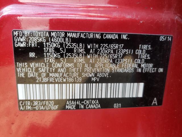 Photo 10 from auction – 2014 TOYOTA RAV4 LE with VIN 2T3BFREV0EW186139