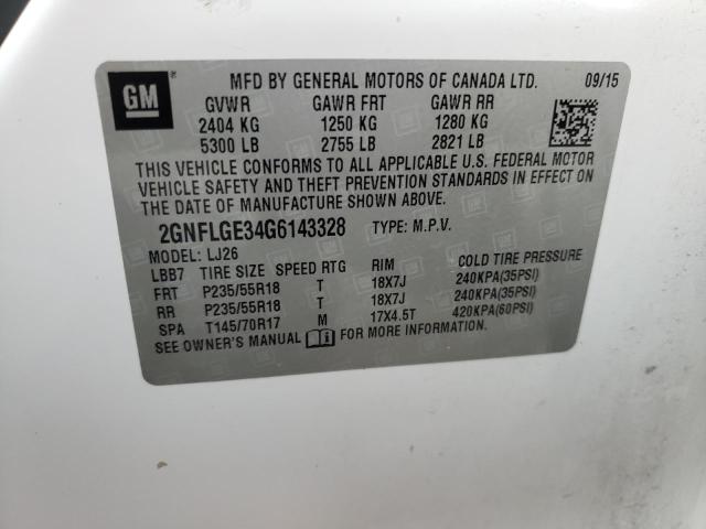 Photo 10 from auction – 2016 CHEVROLET EQUINOX LT with VIN 2GNFLGE34G6143328