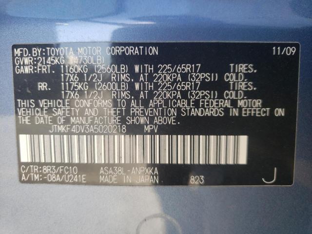 Photo 10 from auction – 2010 TOYOTA RAV4 with VIN JTMKF4DV3A5020218