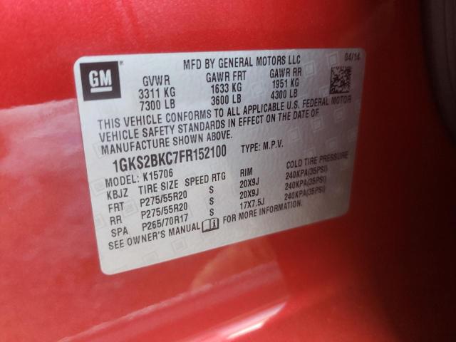 Photo 10 from auction – 2015 GMC YUKON SLT with VIN 1GKS2BKC7FR152100