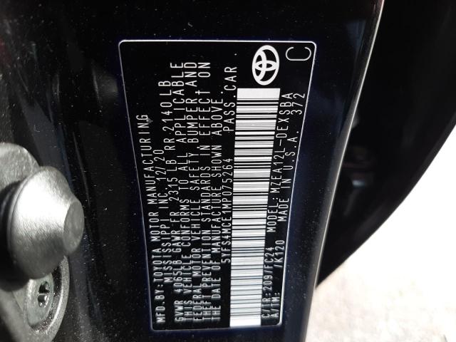 Photo 10 from auction – 2021 TOYOTA COROLLA SE with VIN 5YFS4MCE1MP075264