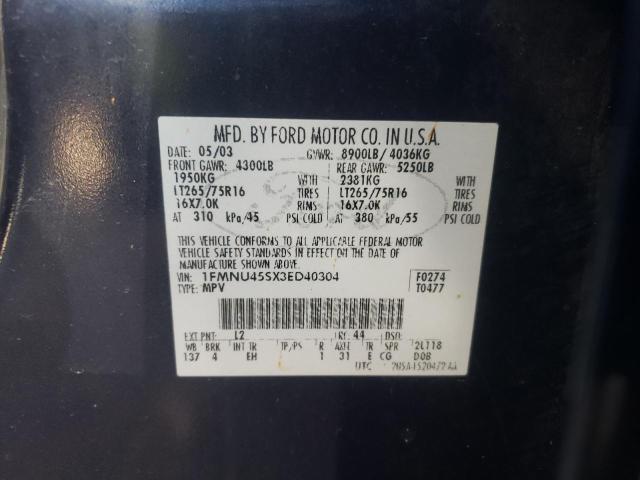 Photo 10 from auction – 2003 FORD EXCURSION with VIN 1FMNU45SX3ED40304