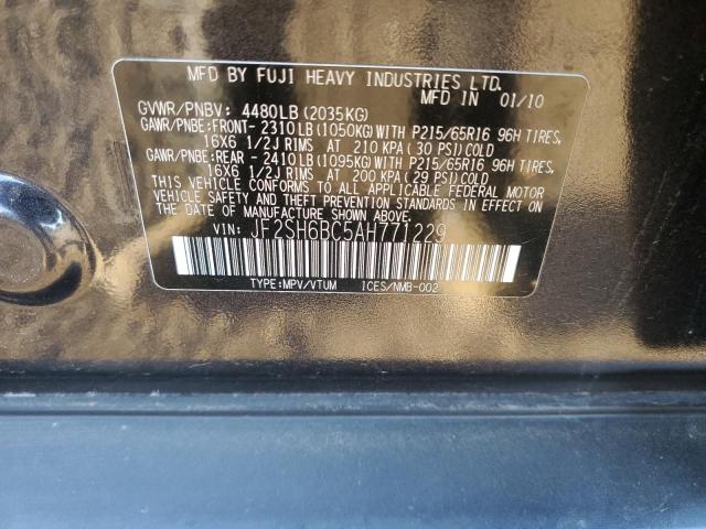 Photo 10 from auction – 2010 SUBARU FORESTER X with VIN JF2SH6BC5AH771229